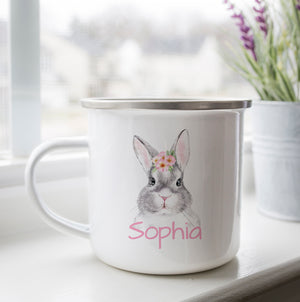 Personalized Floral Bunny Camp Cup