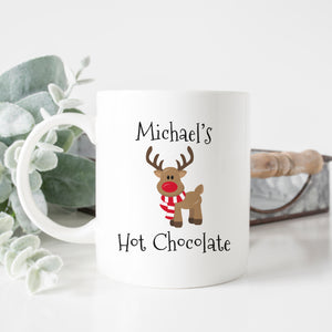 Standing Red Nosed Reindeer Hot Chocolate Mug