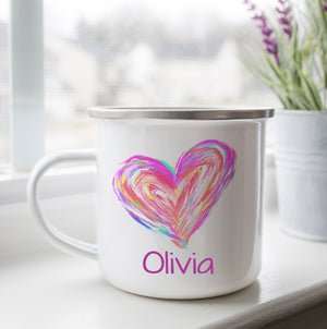Personalized Watercolor Heart Camp Cup