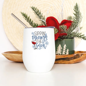 Sippin' through the Snow Wine Tumbler