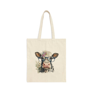 Adorable Cow Cotton Canvas Tote Bag - Zookaboo