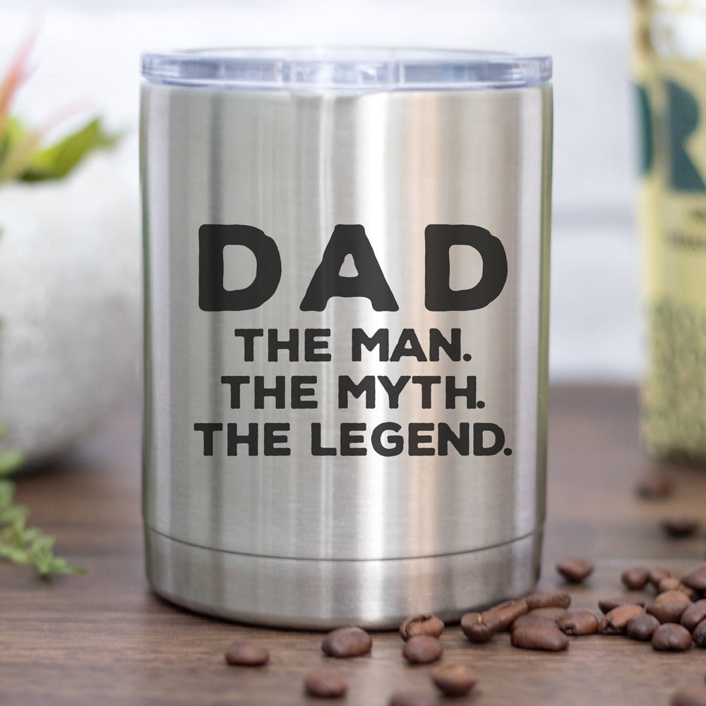 Dad the Man the Myth the Legend Silver Lowball Tumbler - Zookaboo