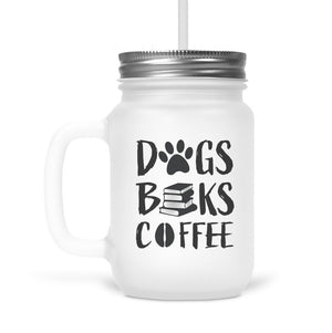 Dogs Books Coffee Glass Jar with Handle - Zookaboo
