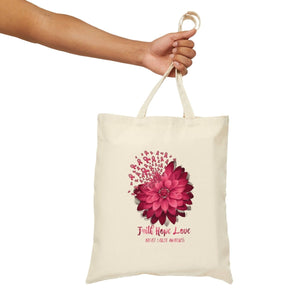 Faith Hope Love Breast Cancer Awareness Daisy Cotton Canvas Tote Bag - Zookaboo