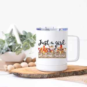 Just a Girl Who Loves Chickens Steel Coffee Cup - Zookaboo