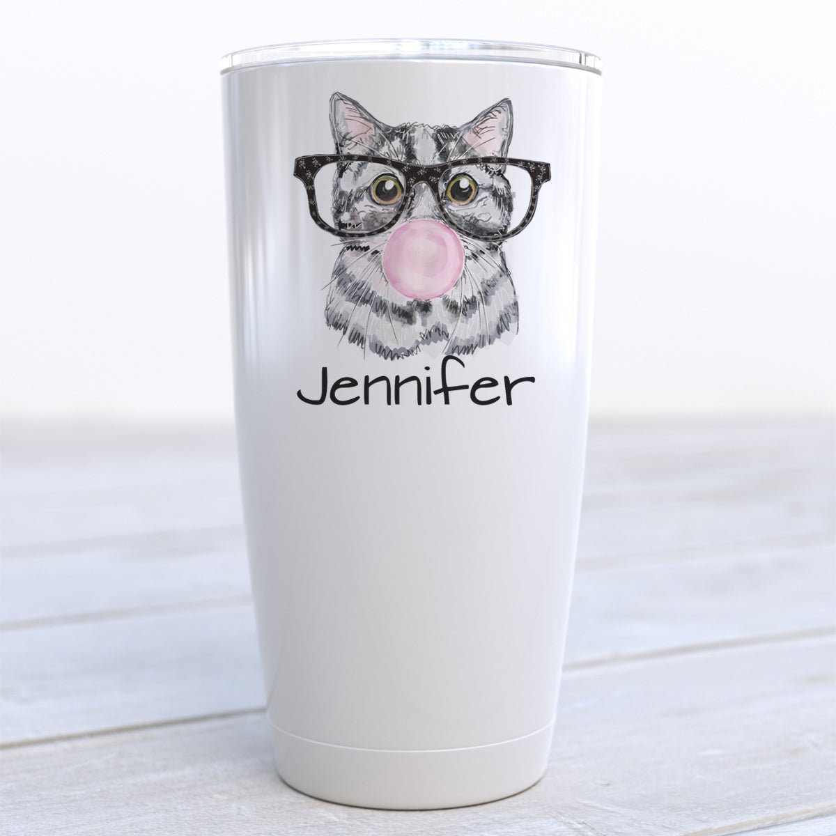 Personalized Cat Bubblegum Travel Cup - Zookaboo