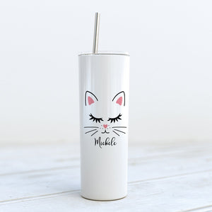 Personalized Cat Whiskers Skinny Tumbler - Zookaboo