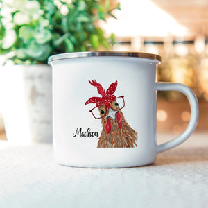 Personalized Chicken with Red Bandana Camp Cup - Zookaboo
