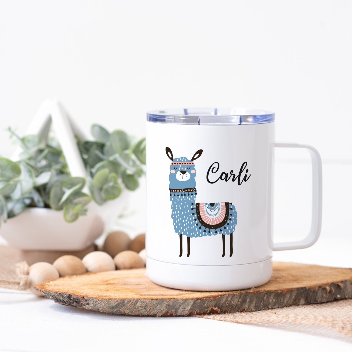 Personalized Llama Steel Coffee Cup - Zookaboo