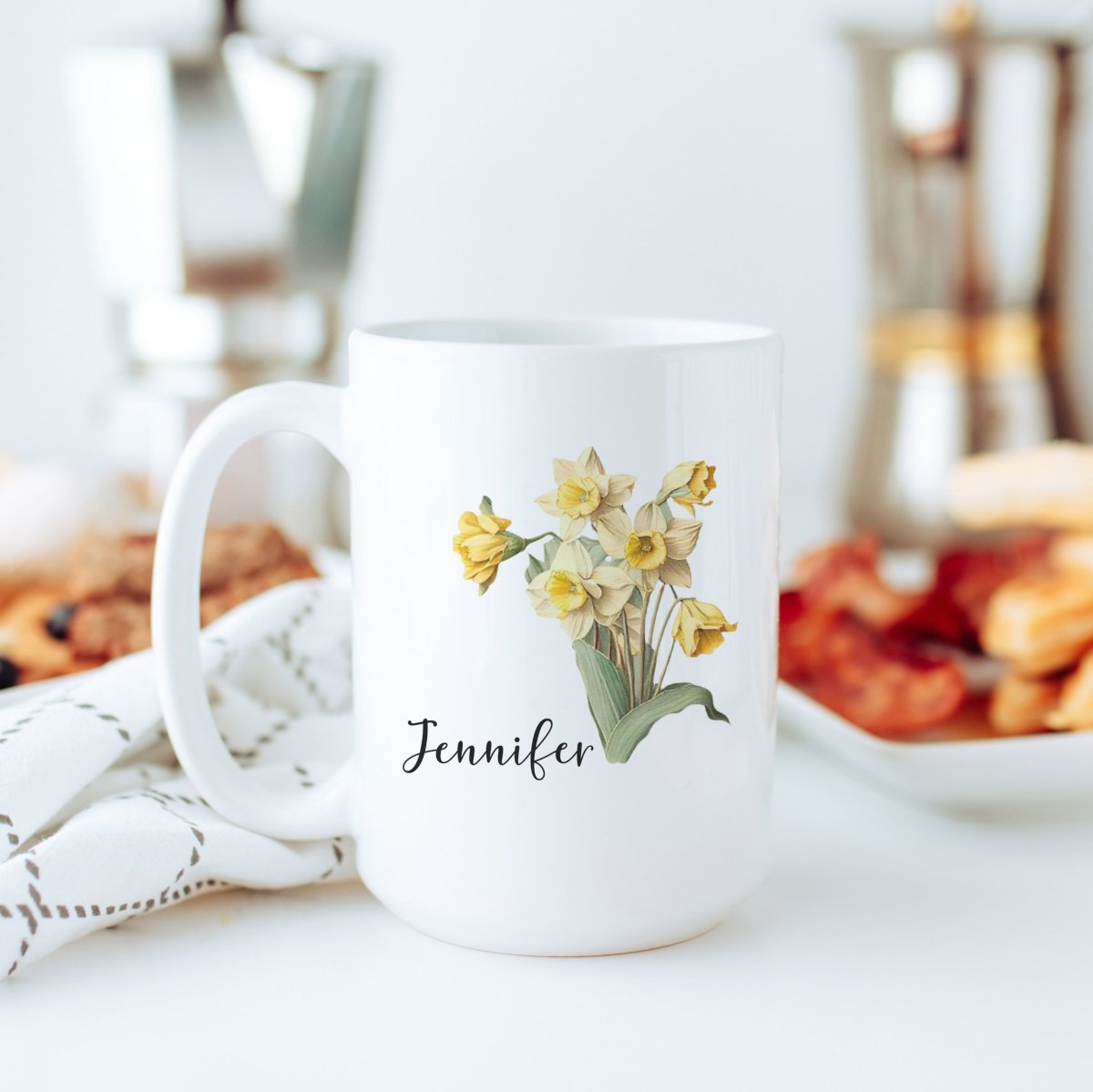 Personalized March Birth Month Flower Mug - Zookaboo
