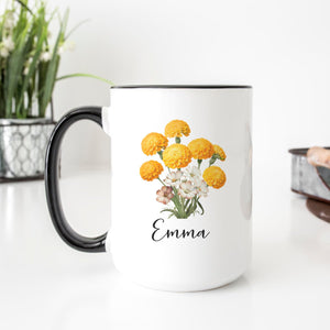 Personalized October Birth Month Flower Mug - Zookaboo