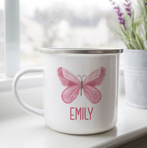 Personalized Pink Butterfly Camp Cup - Zookaboo