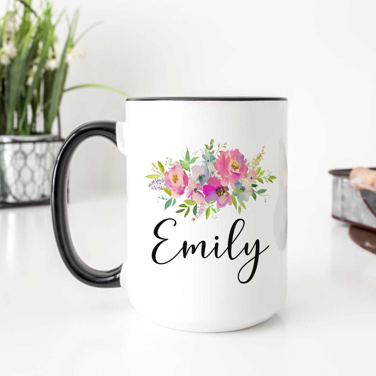 Personalized Pink Floral Mug - Zookaboo