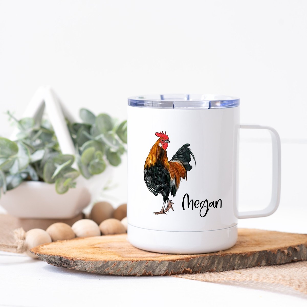 Personalized Rooster Steel Coffee Cup - Zookaboo
