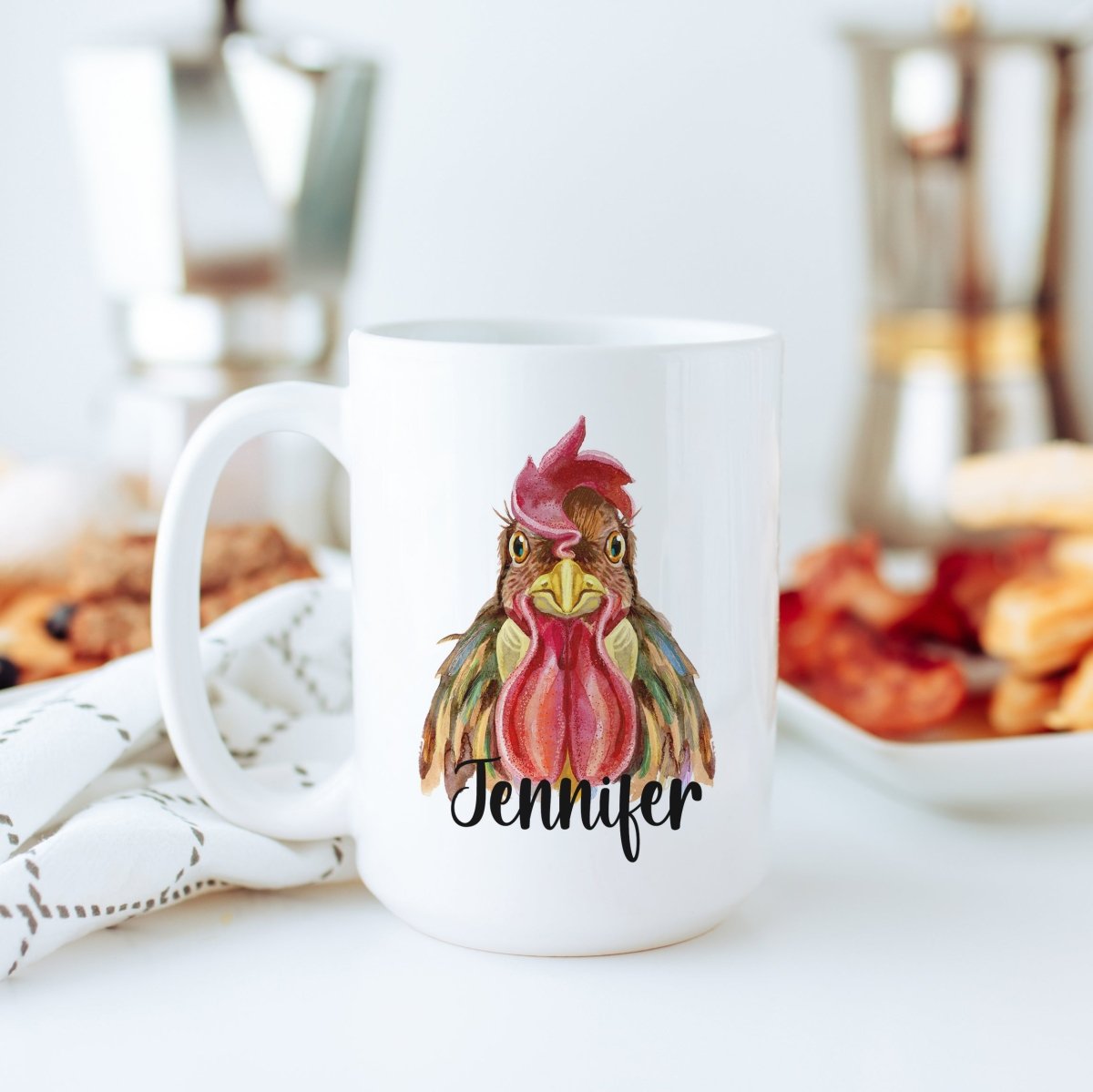 Personalized Watercolor Rooster Mug - Zookaboo