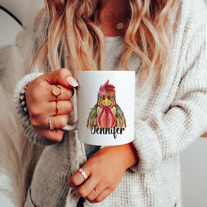Personalized Watercolor Rooster Mug - Zookaboo